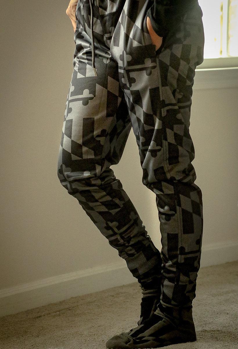Hot Sale! Stylish Grayscale Maryland Flag Jogging Pants for Comfortable Wear
