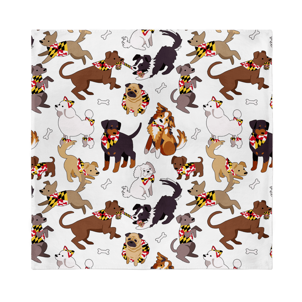White Maryland Dog Bandana - 22 x 22 Inches, Perfect for Pets and People