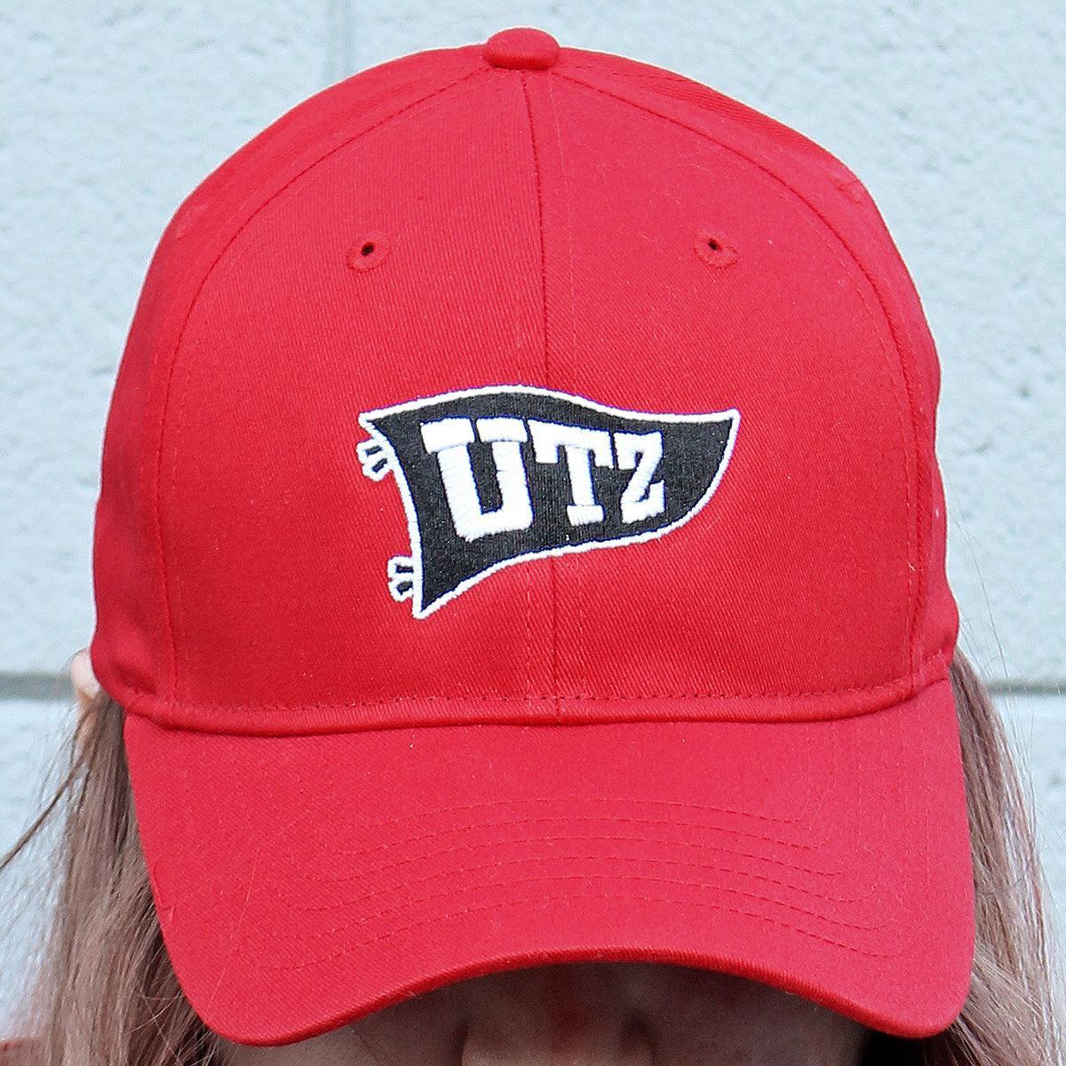 Hot Deal! Red Utz Pennant Flag Design Baseball Hat for Chip Lovers