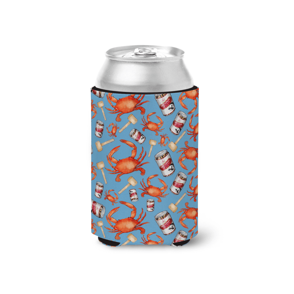 Light Blue Crab, Mallet & Natty Boh Can Cooler for Keeping Drinks Cold