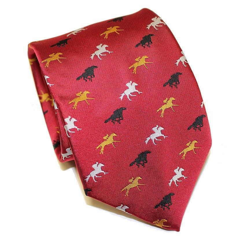 Limited Edition Red Embroidered Maryland Horse Racing Tie