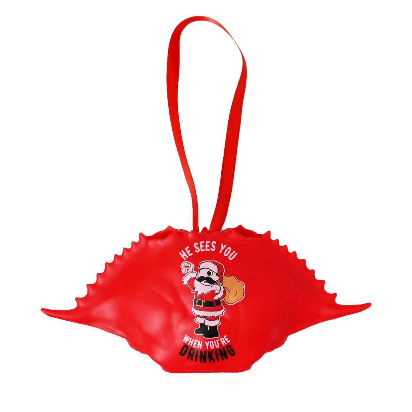 Hot Sale! Red 'He Sees You When You're Drinking' Crab Shell Christmas Ornaments