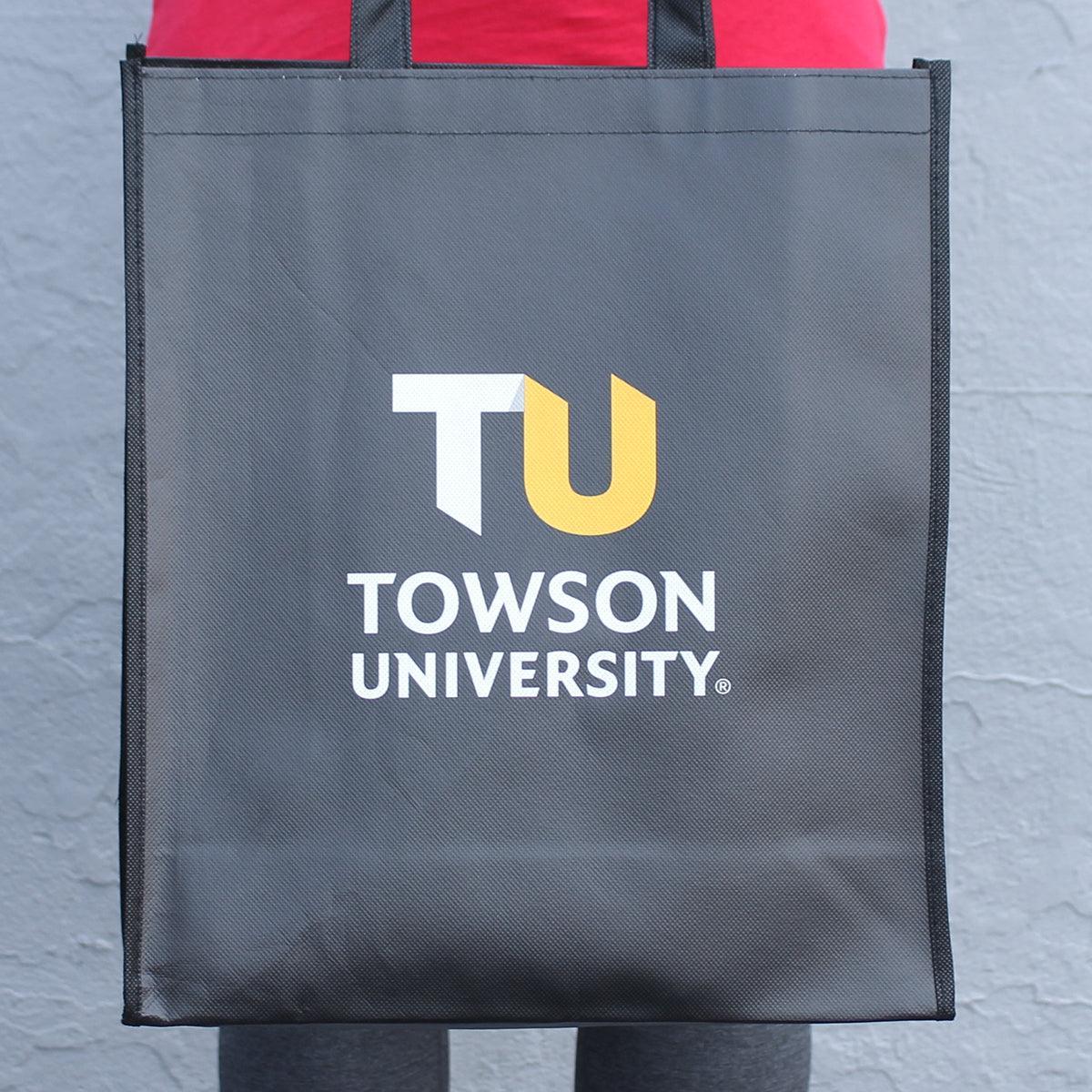 Reusable Towson University Shopping Bag with Gold MD Flag