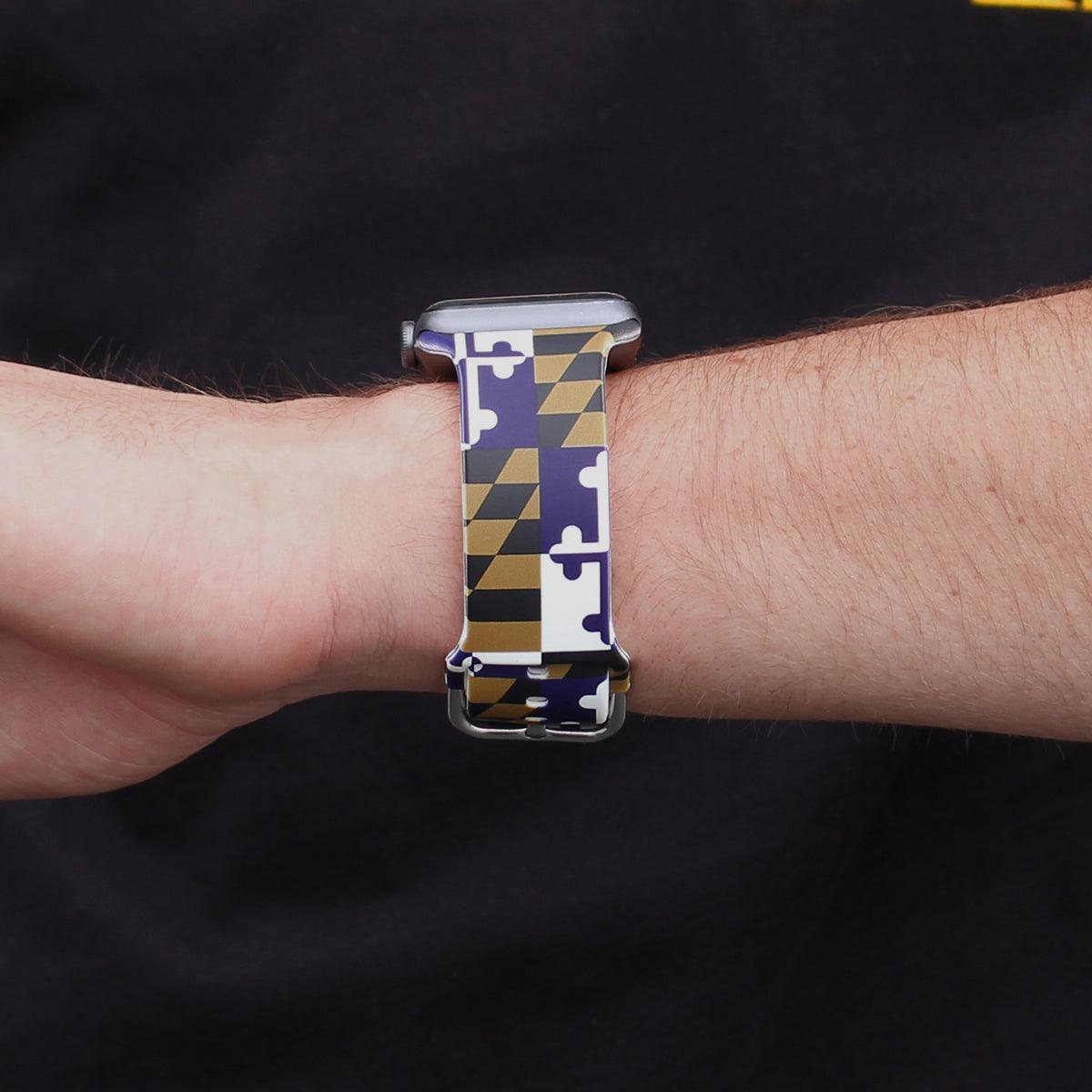 Stunning Purple and Gold Maryland Flag - Inspired Apple Watch Band
