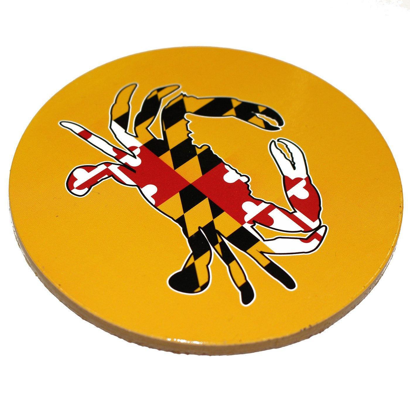 Hot Deal! Yellow Maryland Full Flag Crab Themed Cork Coaster for Tables