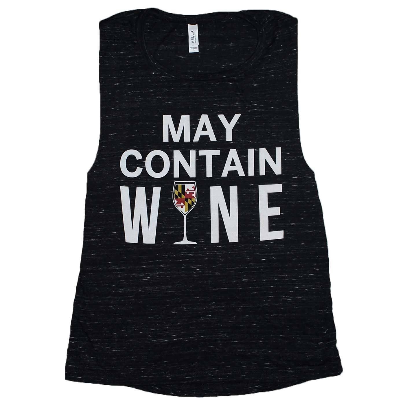 Exclusive Ladies Flowy Scoop Muscle Tank - May Feature Maryland Wine (Black Marble Design)