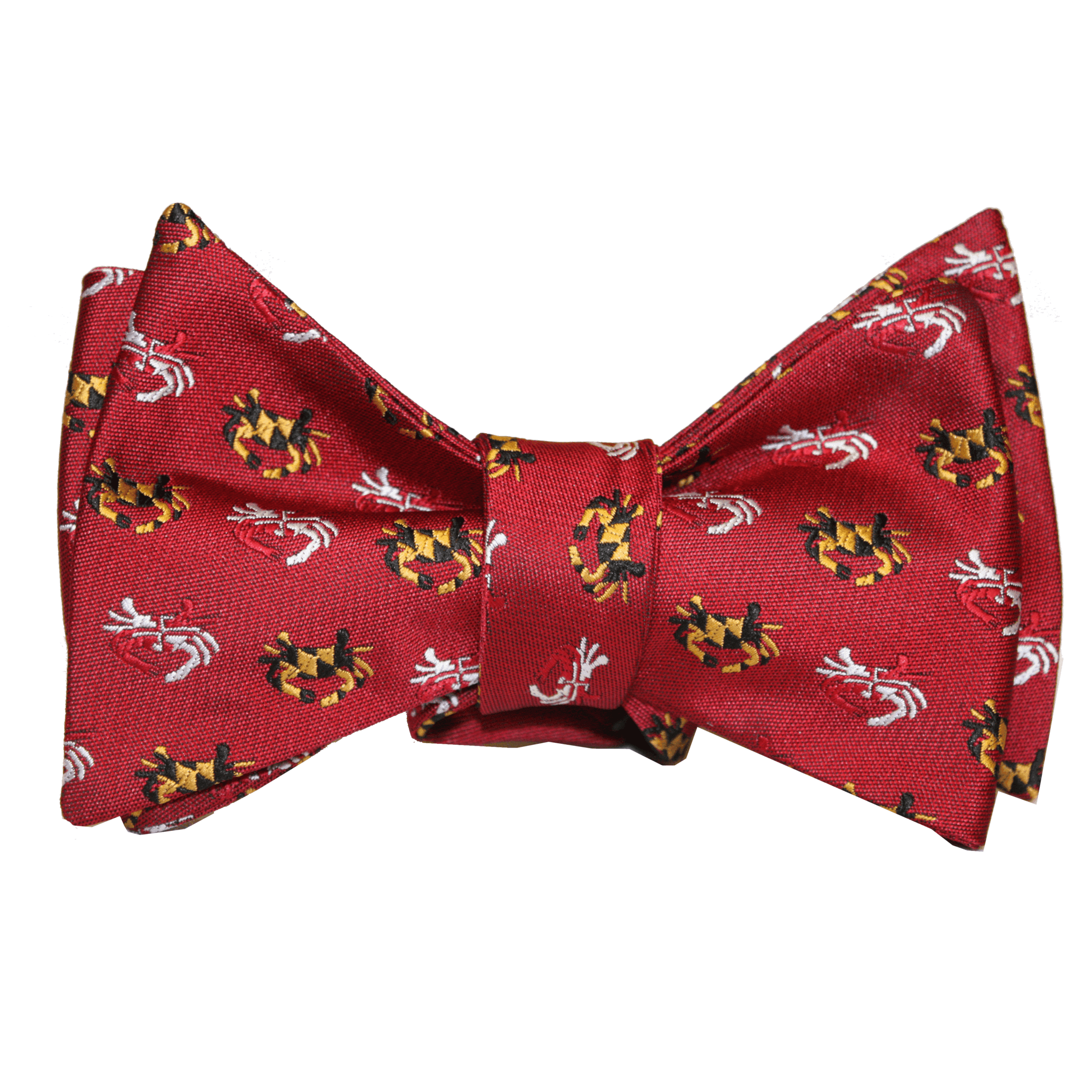 Handmade Red Embroidered Maryland Flag Crab Self - Tie Bowtie