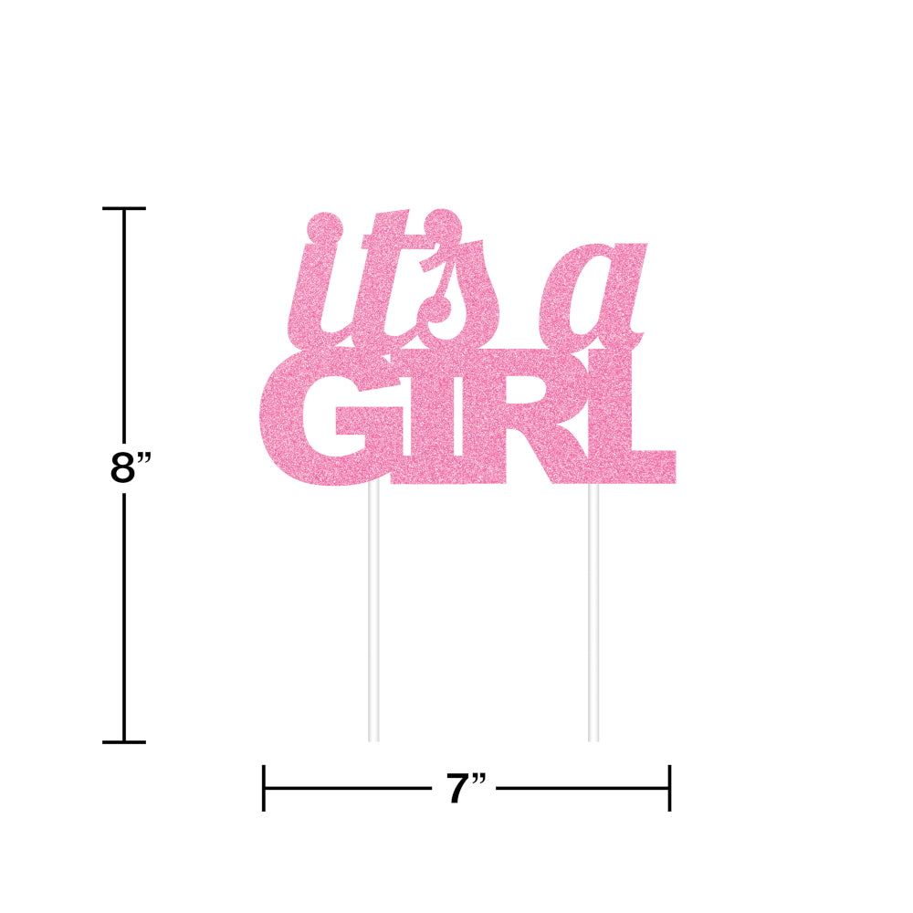 Hot Deal! 8 x 7 'IT'S A GIRL' Pink Cake Topper by Creative Converting