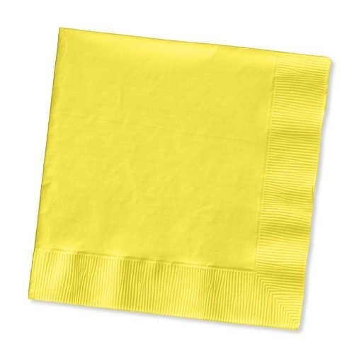 Creative Converting 10 X 10 Mimosa Yellow Disposable Beverage Napkins for Commercial Use